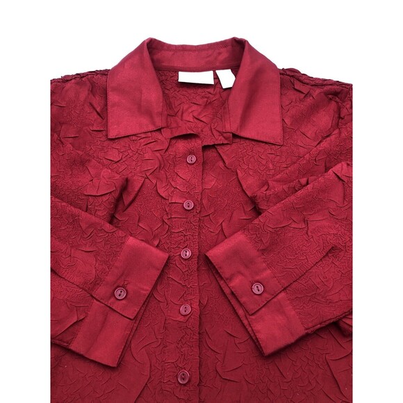 Chico's Tops - Chico's Textured Fabric Long Sleeve Button Up Blouse Red Size 1/8 Smart Casual